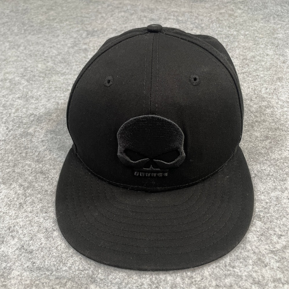 Harley-Davidson Mens Fitted Hat 7 1/8 Black Willie G Skull New Era 59FIFTY